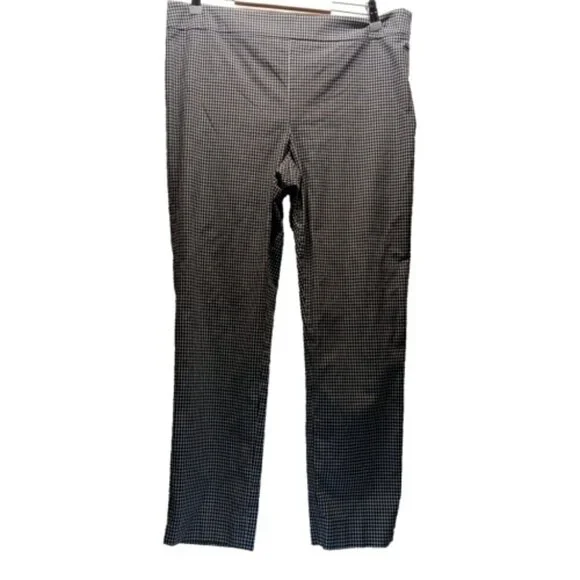 Talbots Ladies Pants Size 12 Chatham Ankle Black & White Gingham Print Side Zip - Picture 1 of 10